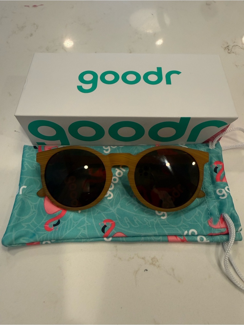Goodr Circle G Woodgrain Round Sunglasses in Light Brown